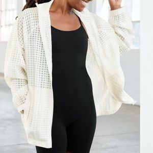 FABLETICS Cleo Lightweight Sheer Lattice Cream Jacket Size XL or 12-14